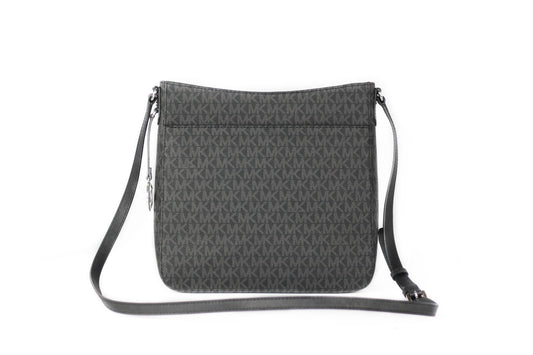 Jet Set Large Signature Messenger Crossbody Bag (Black Signature)