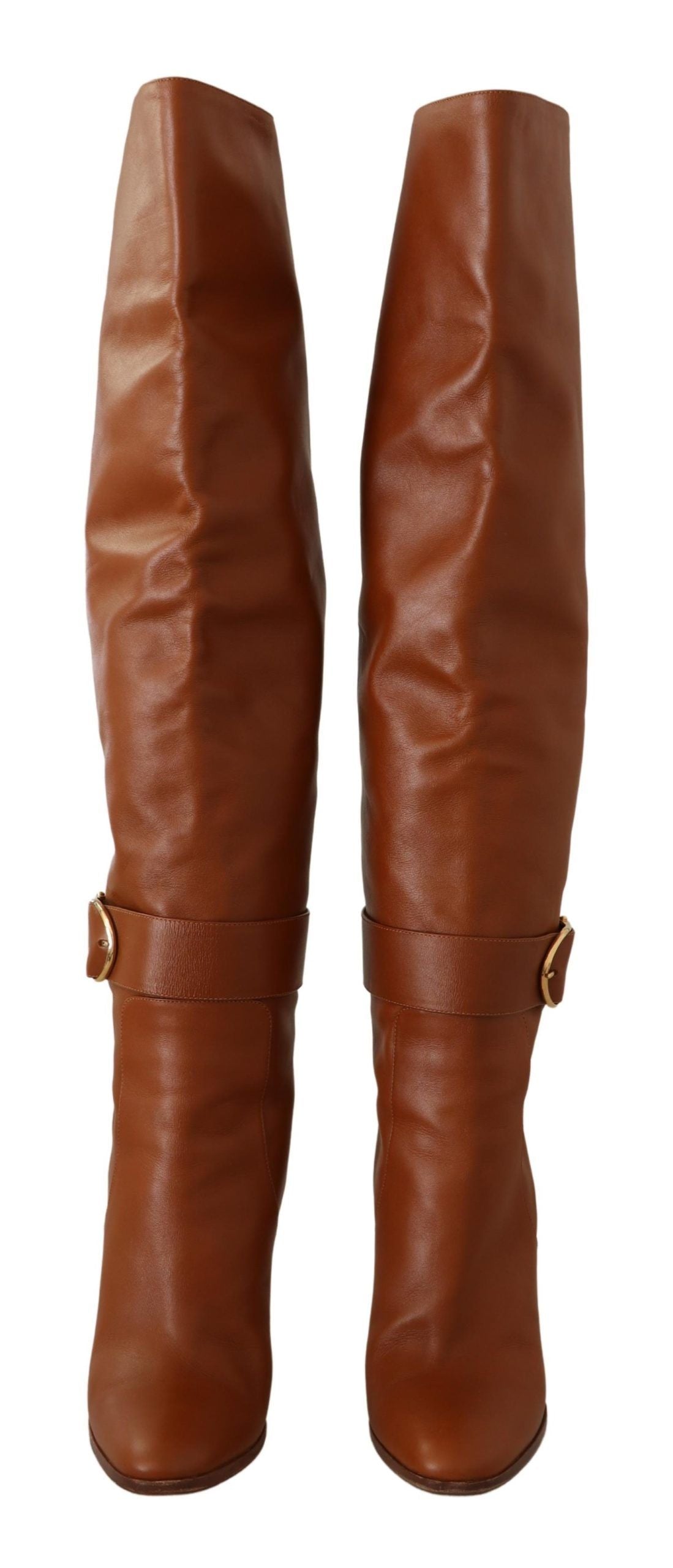 Elegant Brown Leather High Boots for Her