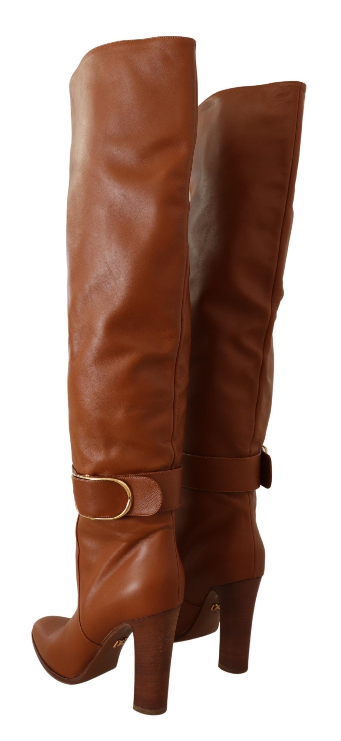 Elegant Brown Leather High Boots for Her