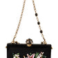 Elegant Black Velvet Crystal Vanda Evening Bag