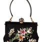 Elegant Black Velvet Crystal Vanda Evening Bag