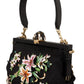 Elegant Black Velvet Crystal Vanda Evening Bag
