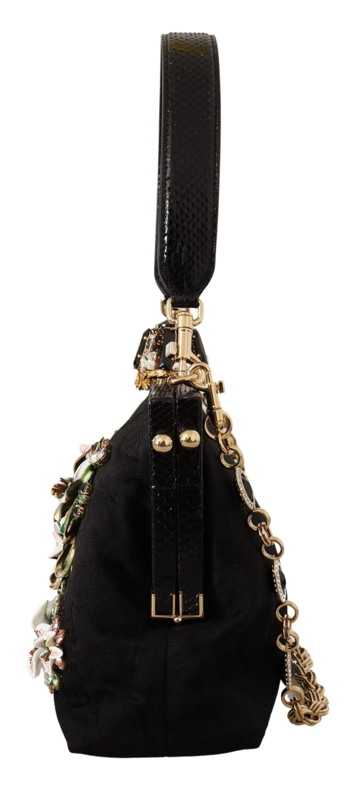 Elegant Black Velvet Crystal Vanda Evening Bag