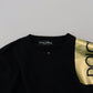 Black Wool Gold Logo Crewneck Pullover Sweater