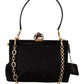 Elegant Black Velvet Crystal Vanda Evening Bag