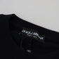 Black Wool Gold Logo Crewneck Pullover Sweater