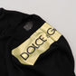 Black Wool Gold Logo Crewneck Pullover Sweater