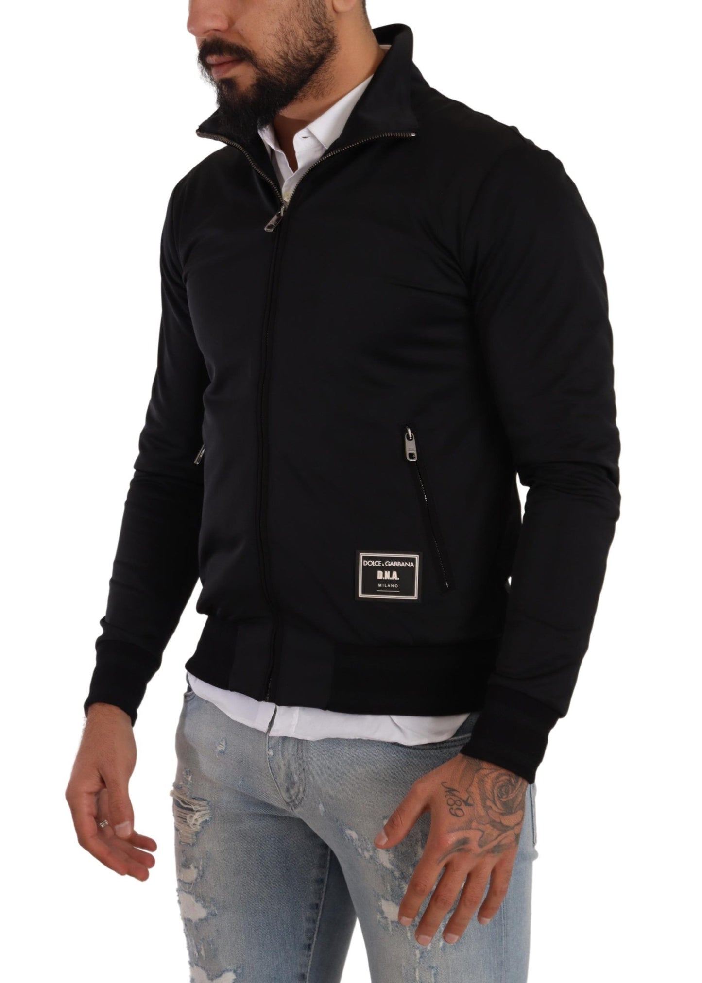 Black Full Zip Long Sleeve D.N.A Sweater