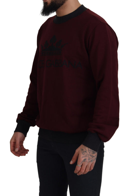 Maroon Cotton Crewneck Pullover Sweater