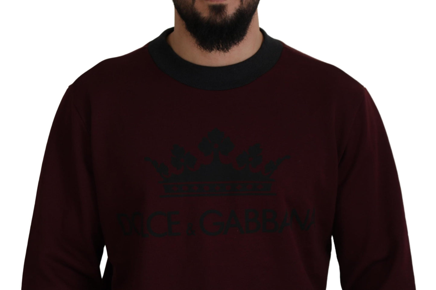 Maroon Cotton Crewneck Pullover Sweater