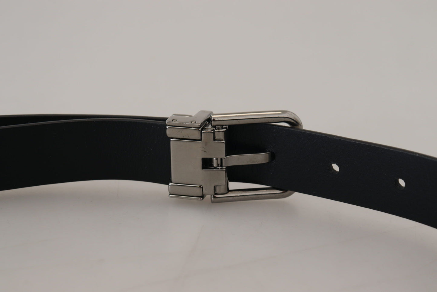 Italian White Leather Belt with Metal Buckle