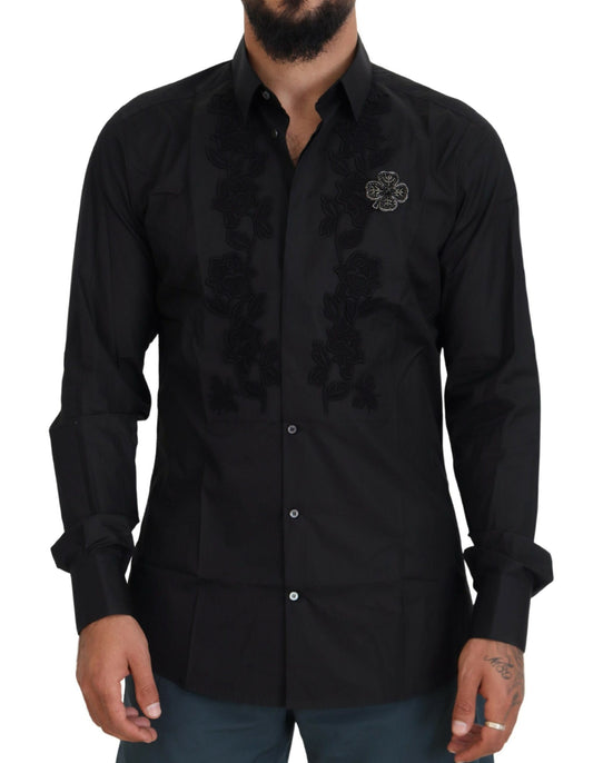 Elegant Slim Fit Formal Black Dress Shirt