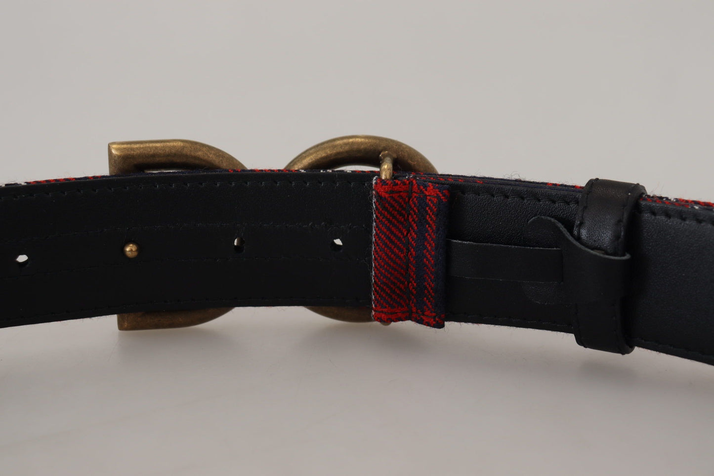 Elegant Multicolor Tartan Belt with Logo Buckle