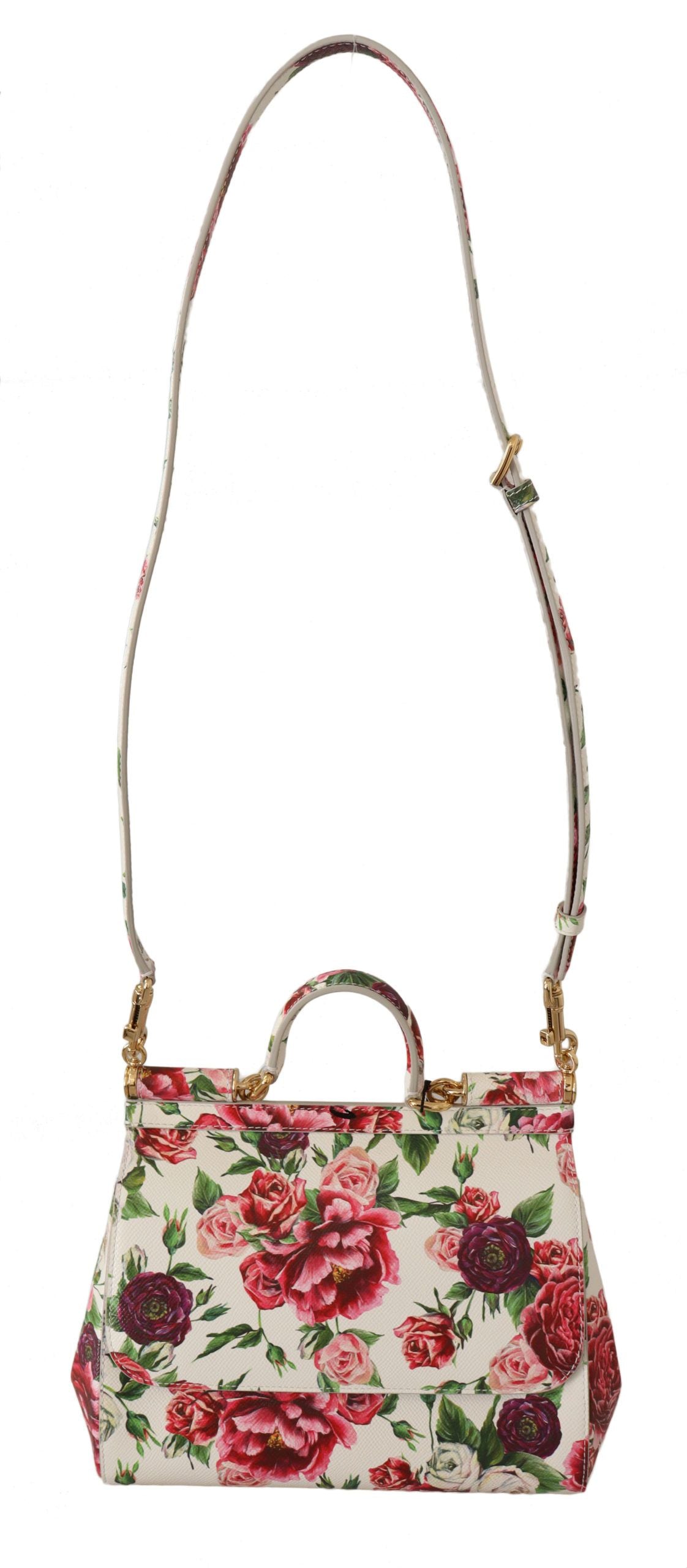 Sicilian Floral Elegance Leather Shoulder Bag