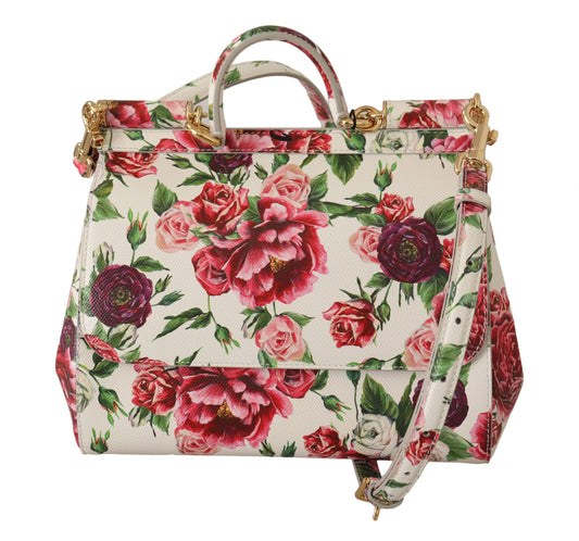 Sicilian Floral Elegance Leather Shoulder Bag