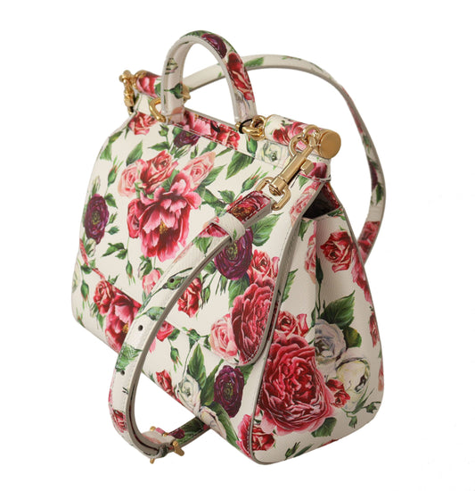 Sicilian Floral Elegance Leather Shoulder Bag