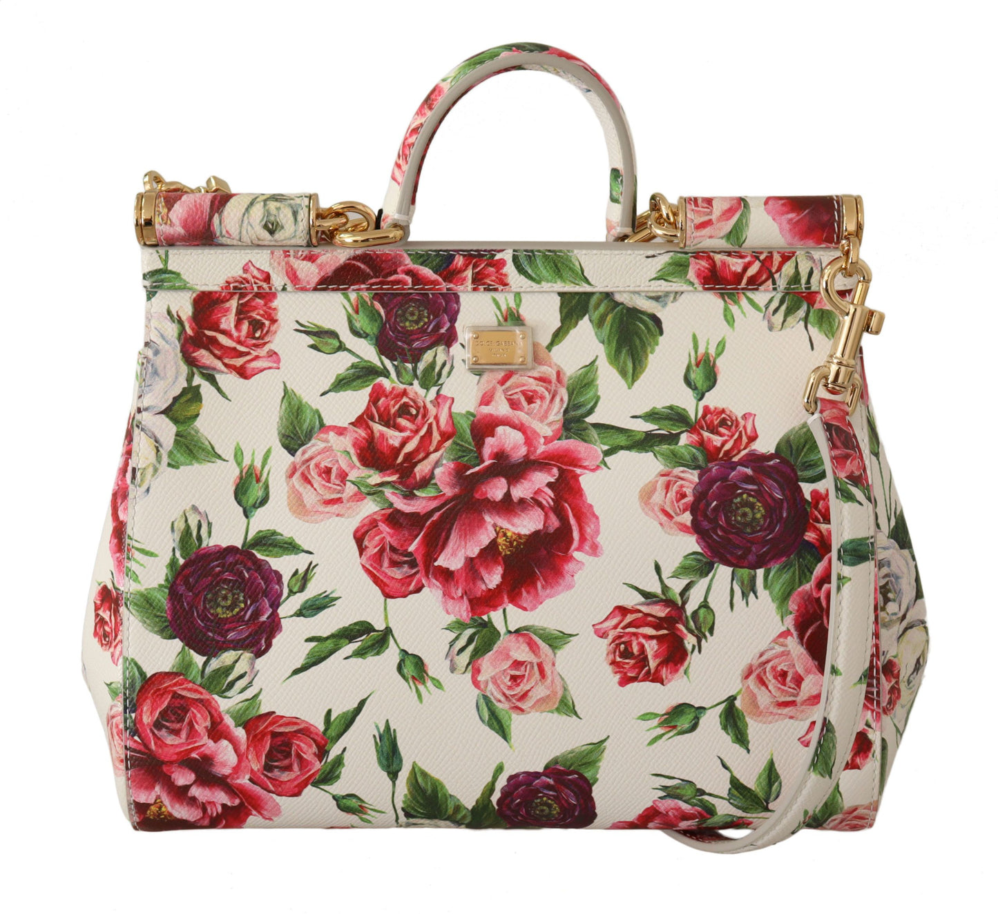 Sicilian Floral Elegance Leather Shoulder Bag