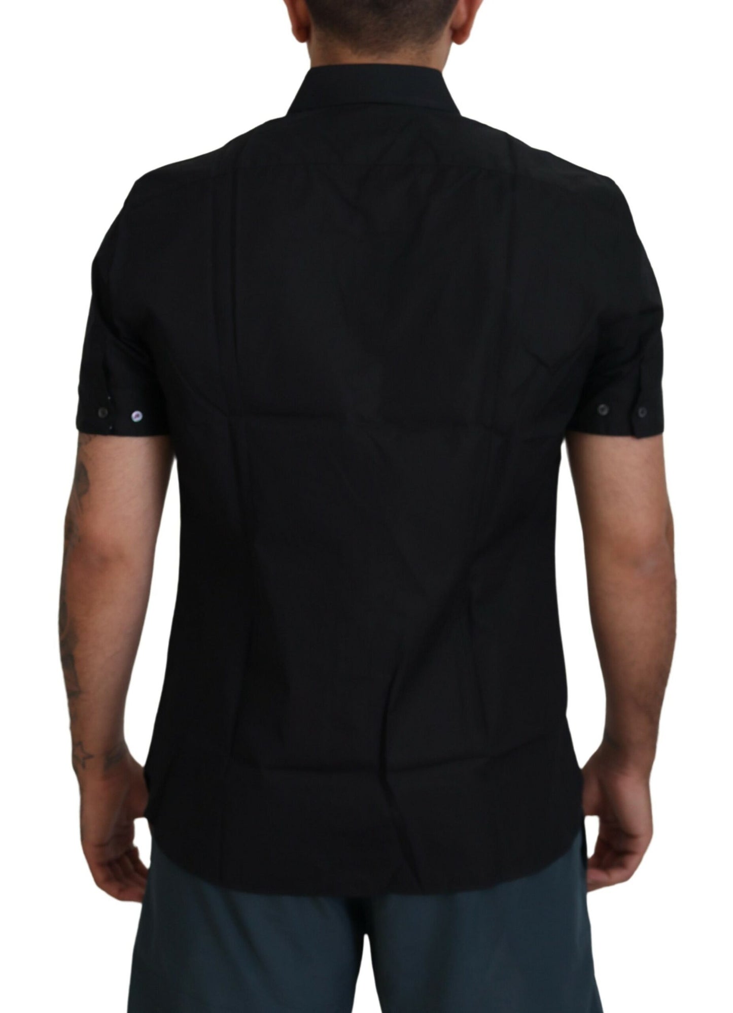 Elegant Black Silk Blend Dress Shirt