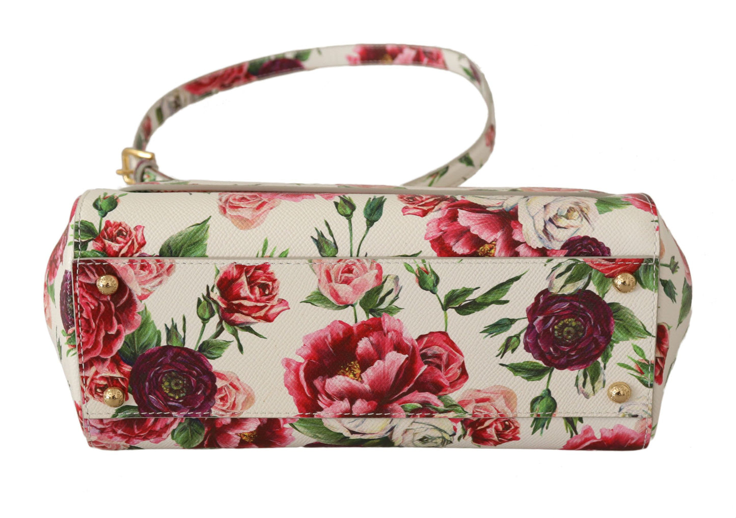 Sicilian Floral Elegance Leather Shoulder Bag