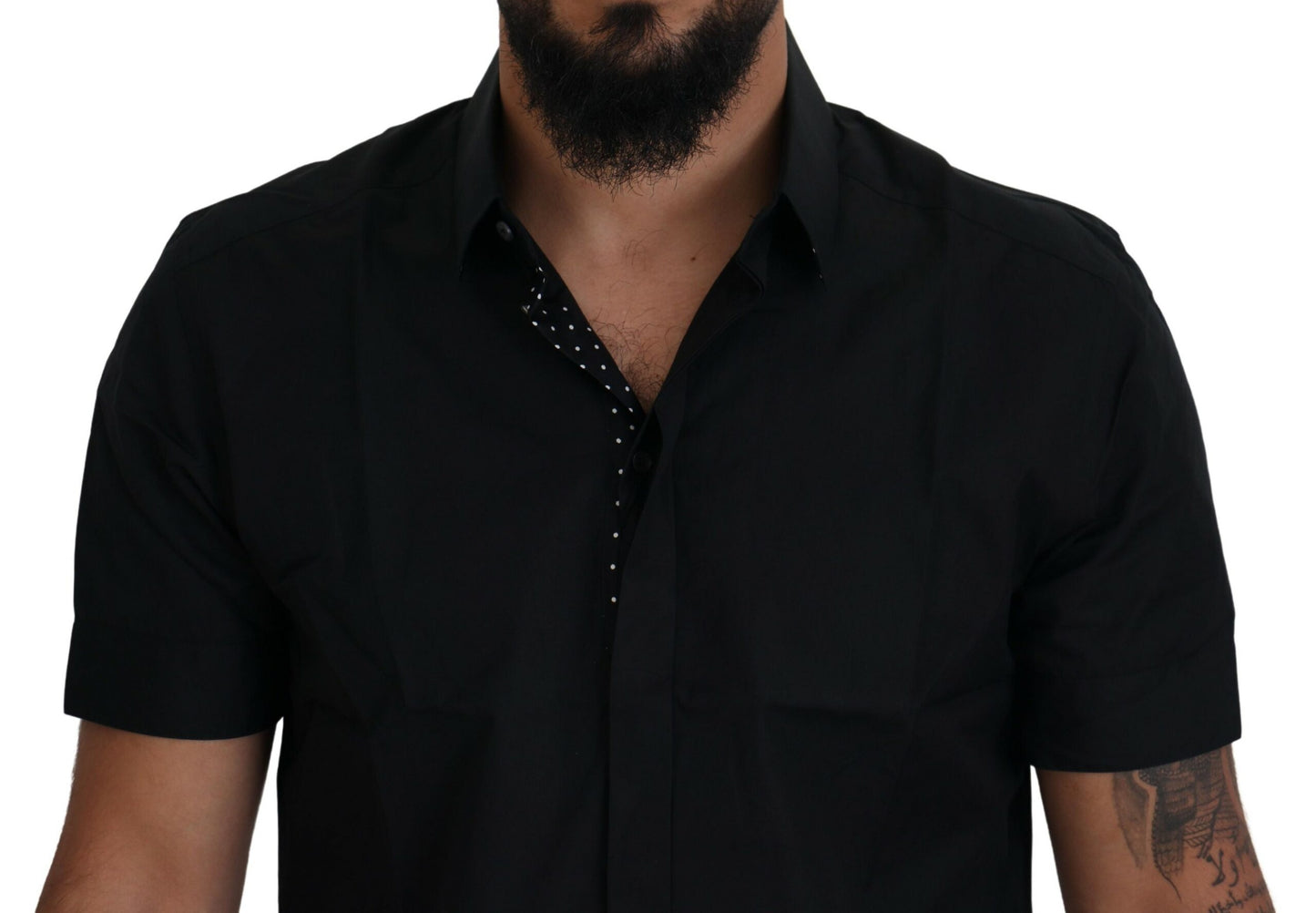 Elegant Black Silk Blend Dress Shirt