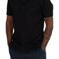 Elegant Black Silk Blend Dress Shirt