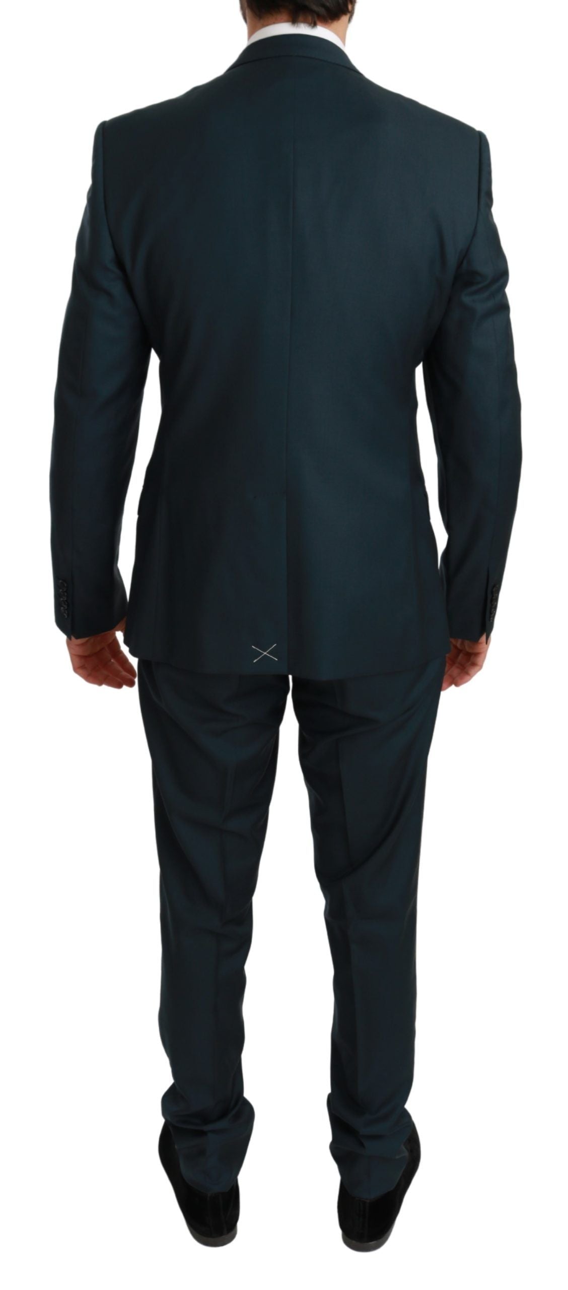 Elegant Blue Virgin Wool Two-Piece Suit