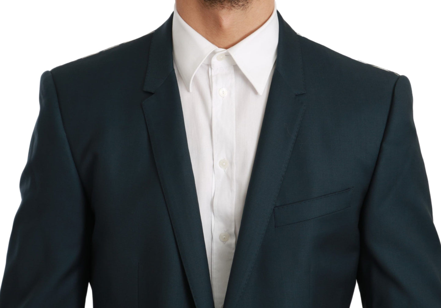 Elegant Blue Virgin Wool Two-Piece Suit