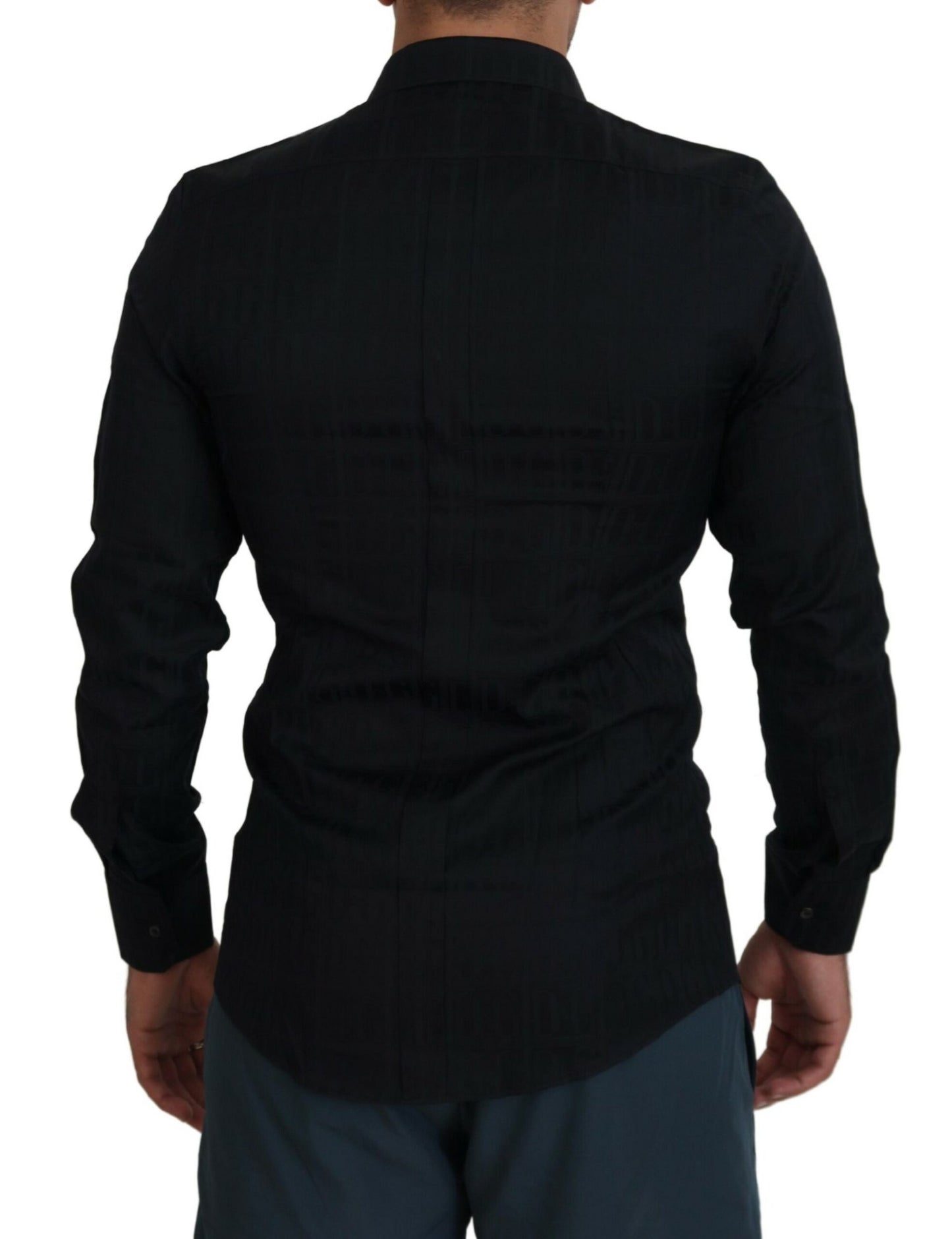 Elegant Slim Fit Black Cotton Dress Shirt