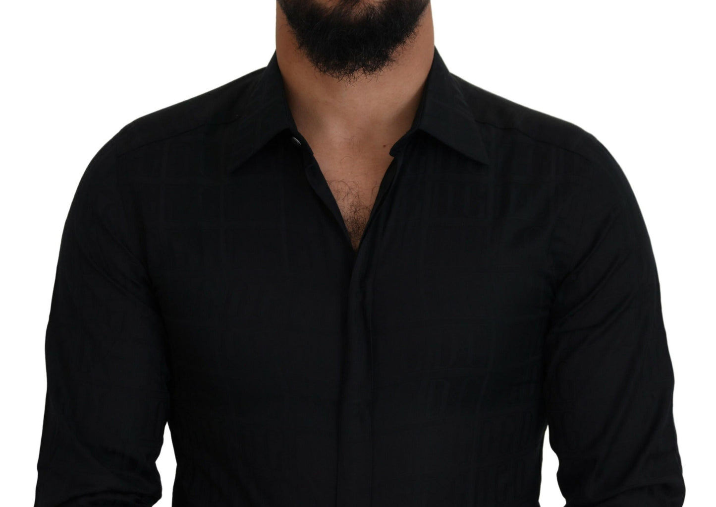 Elegant Slim Fit Black Cotton Dress Shirt