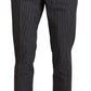 Black Checkered Wool Straight Fit Men Pants