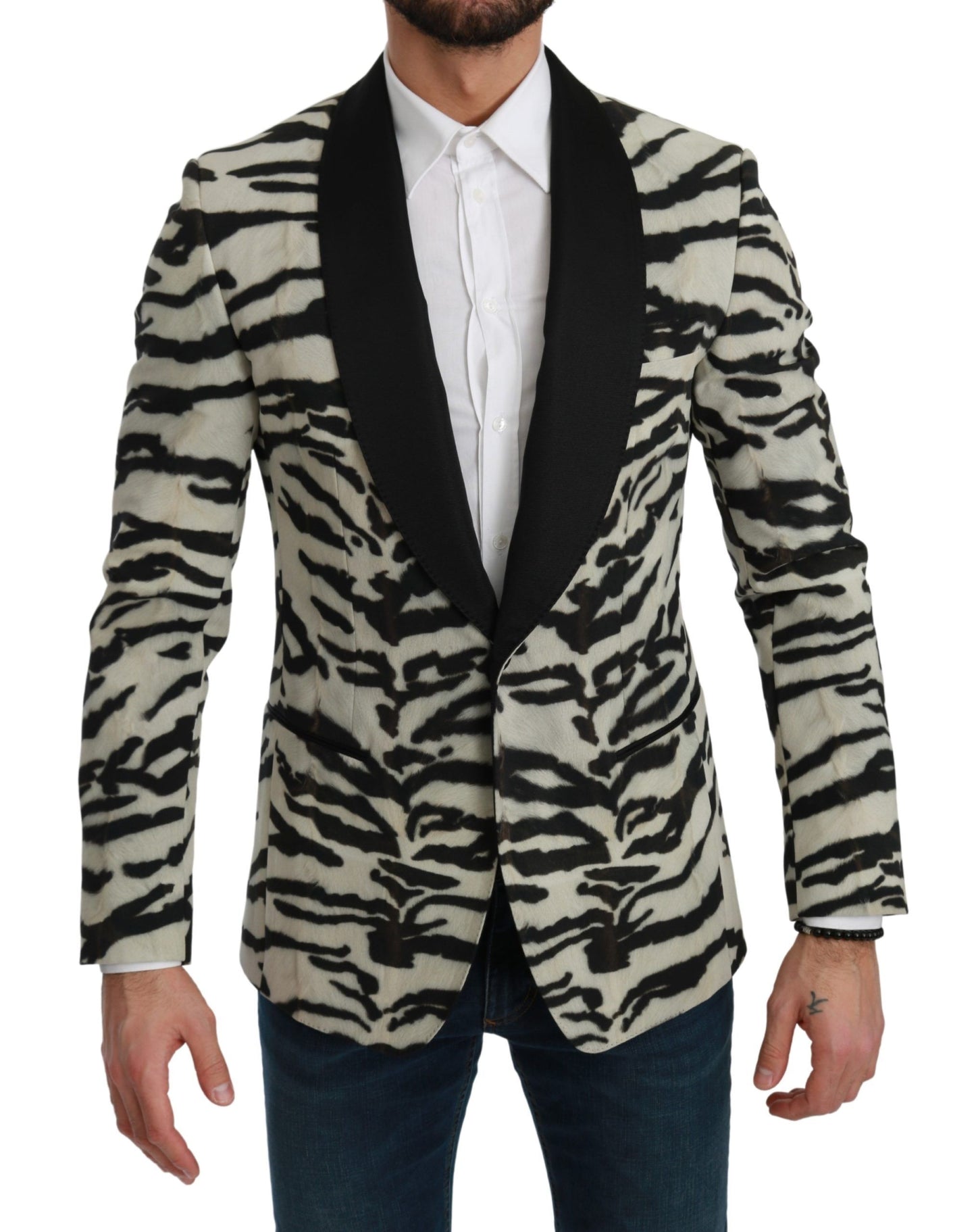 Zebra Print Silk Formal Blazer