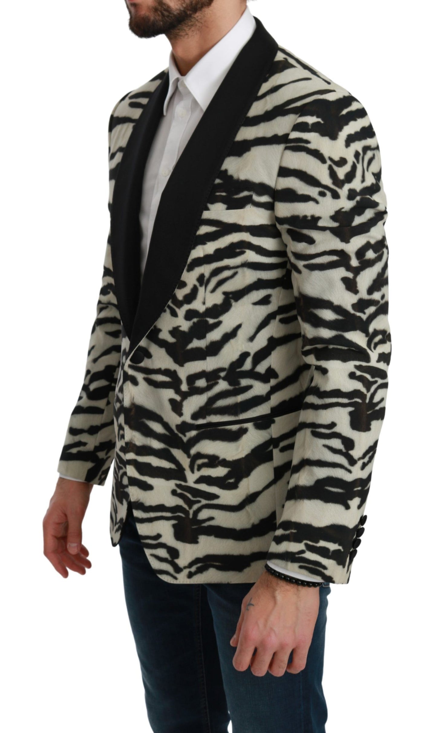 Zebra Print Silk Formal Blazer