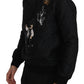 Elegant Embroidered Black Brocade Sweater