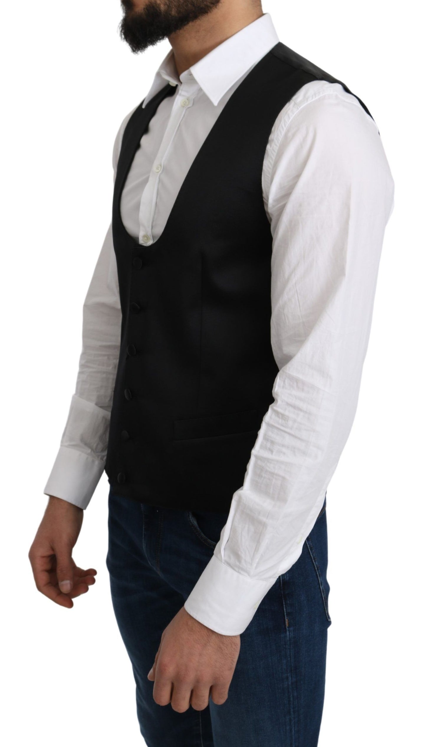 Elegant Black Silk Formal Vest