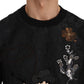Elegant Embroidered Black Brocade Sweater