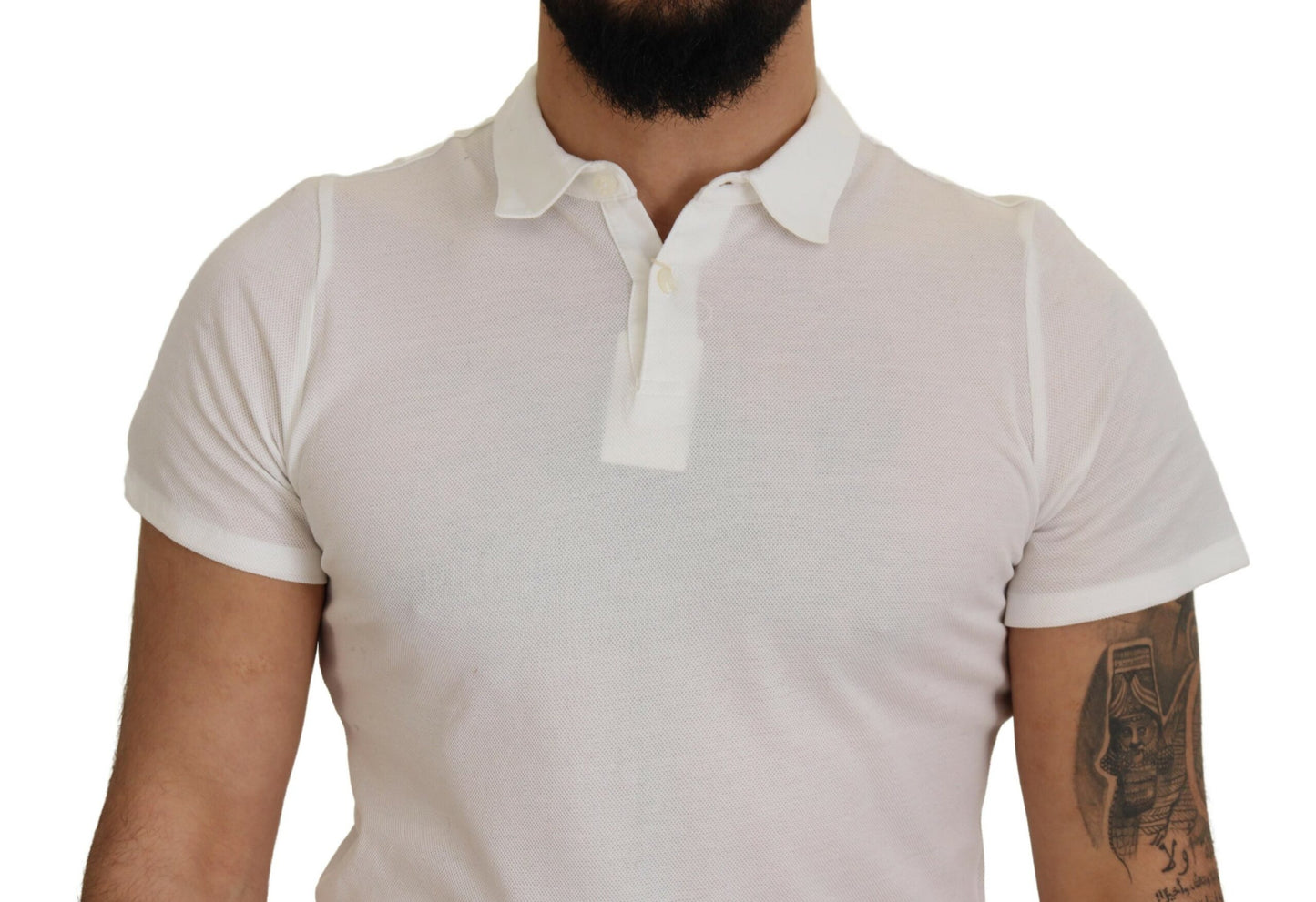 Elegant White Cotton Polo T-Shirt