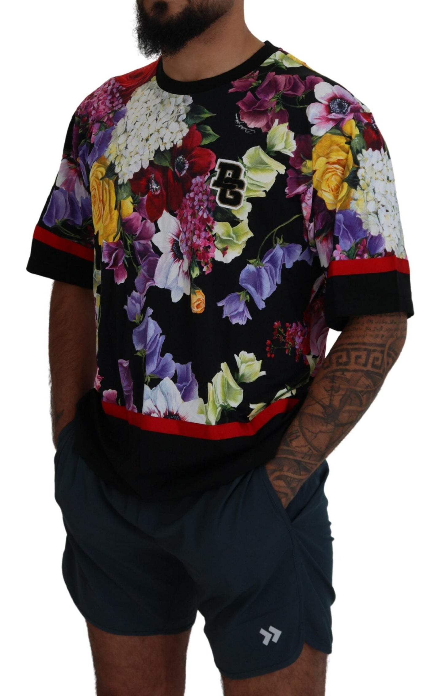 Elegant Floral Print Crewneck T-Shirt