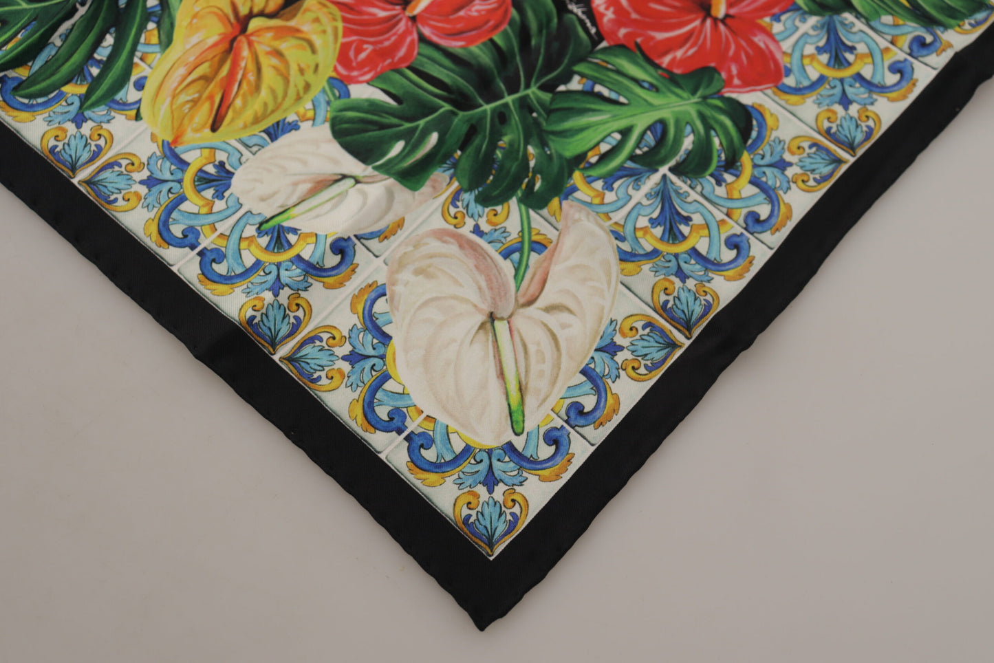 Elegant Floral Square Silk Scarf