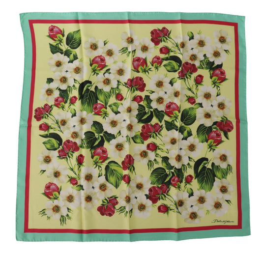 Elegant Floral Silk Square Scarf