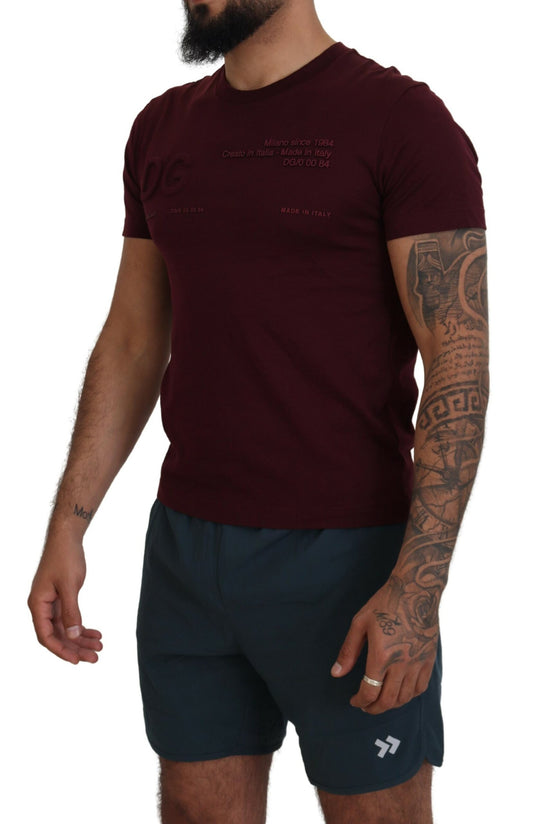 Elegant Maroon Crew Neck Casual Tee