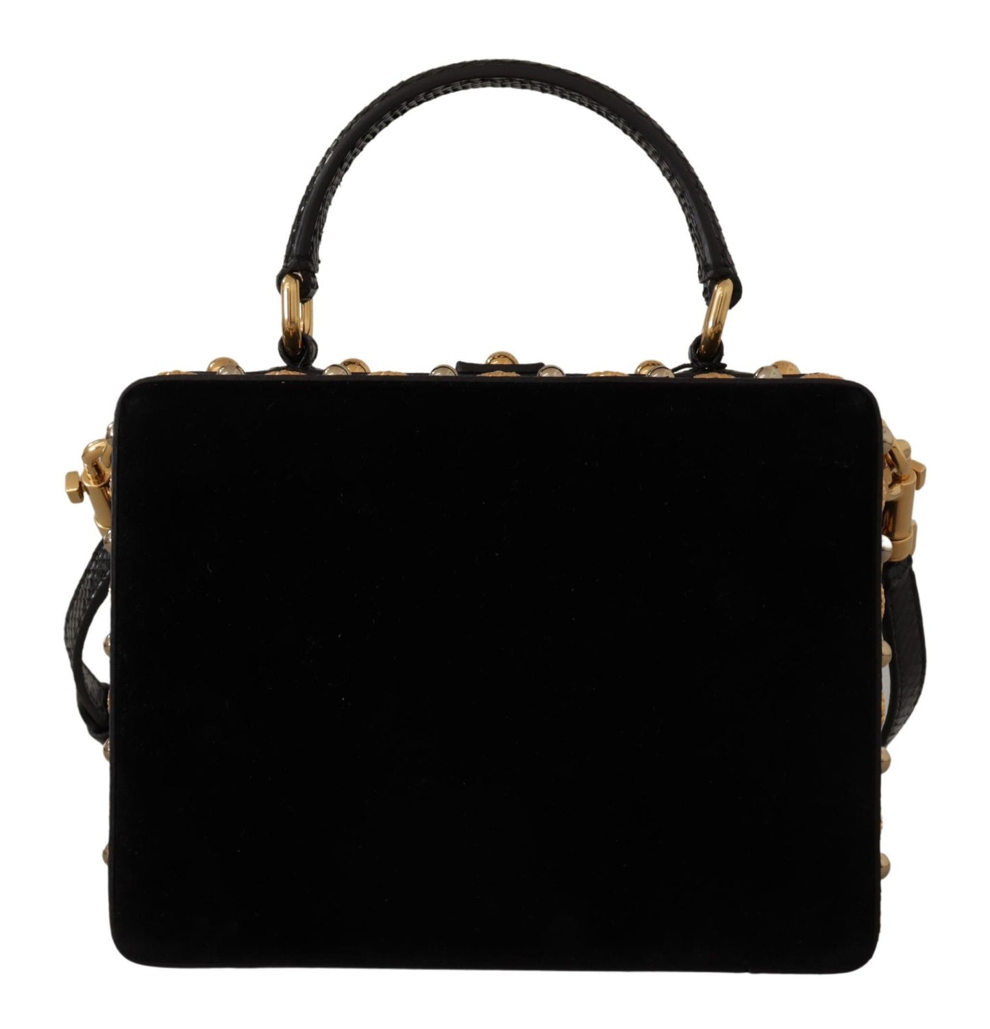 Elegant Black Crystal Embellished Box Bag