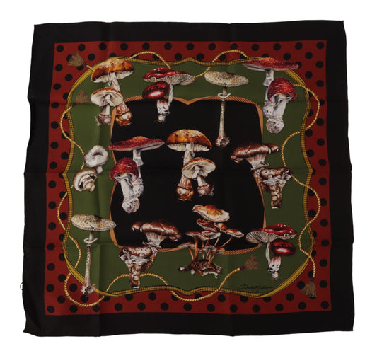 Chic Silk Square Scarf with Mushroom Motif