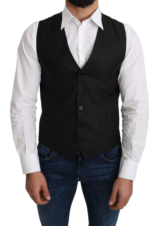 Elegant Gray Wool Blend Formal Vest