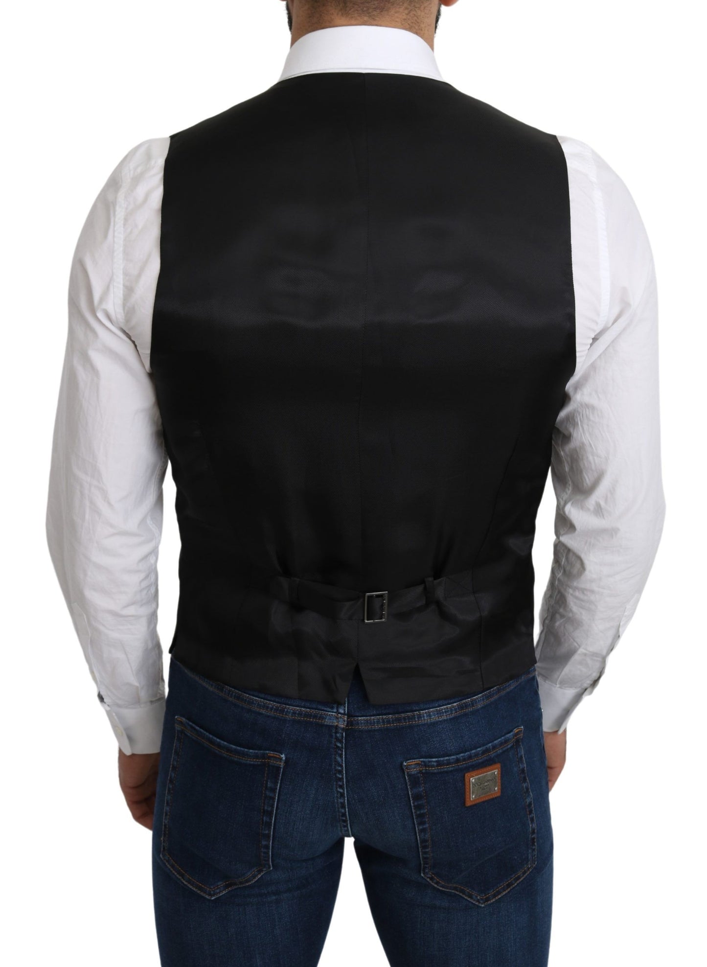 Elegant Gray Wool Blend Formal Vest