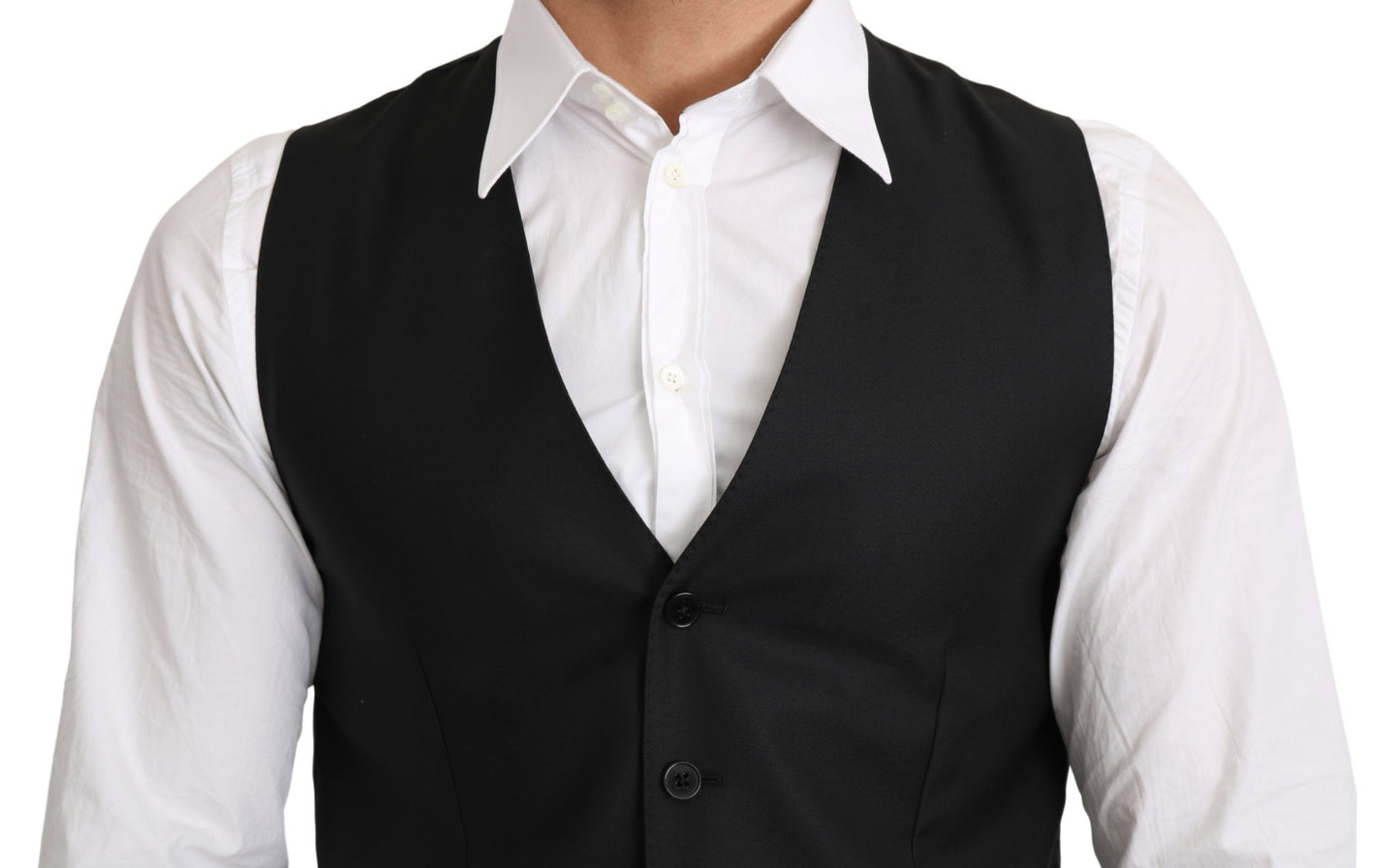 Elegant Gray Wool Blend Formal Vest