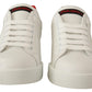 Chic Calfskin White Sneakers with Red Accents