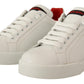 Chic Calfskin White Sneakers with Red Accents