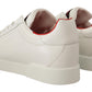 Chic Calfskin White Sneakers with Red Accents