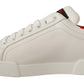 Chic Calfskin White Sneakers with Red Accents