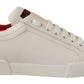 Chic Calfskin White Sneakers with Red Accents